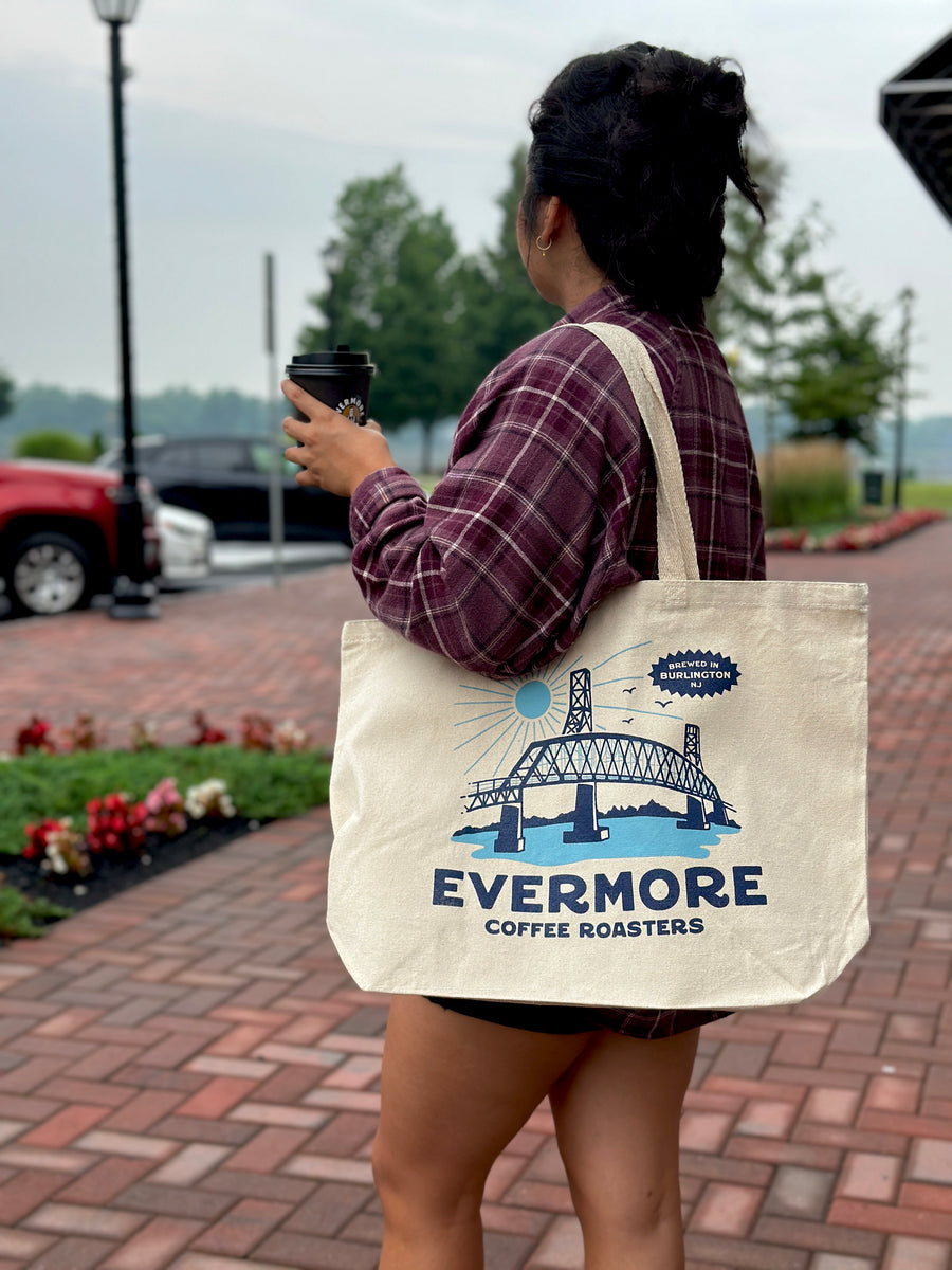 Brewed in Burlington Tote Bag Evermore Coffee Roasters